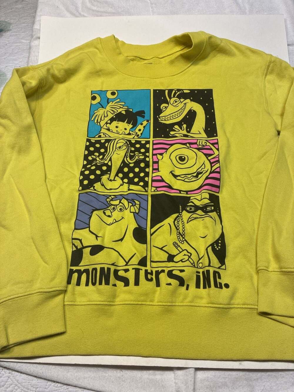 Disney Pixar Monsters, Inc. Graphic Print Yellow Crewneck Sweatshirt